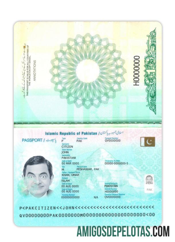 Passaporte do Paquistão 2023 presente amostra